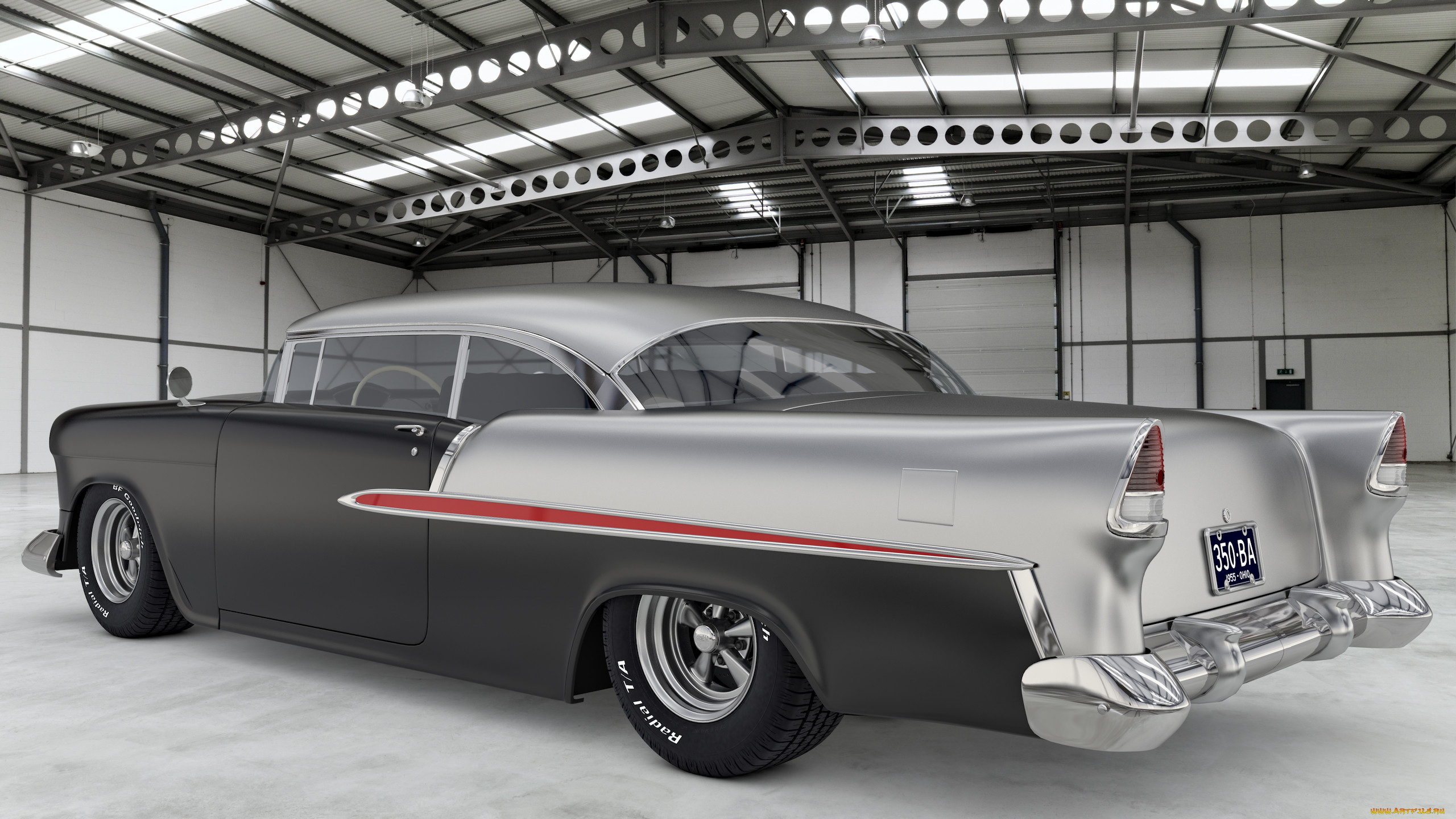 , 3, bel, chevrolet, 1955, coupe, air